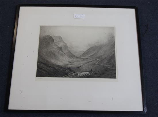 William Lionel Wyllie (1851-1931) Glencoe 9.5 x 13.75in.